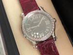 Perfect Replica Chopard Happy Sport V2 Upgrade Wine Red Leather Women Watch